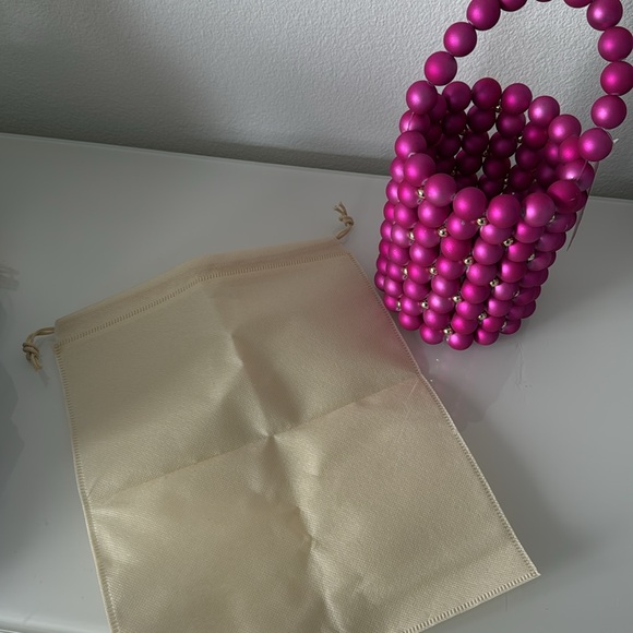 Pink Festive Beaded Bucket Bag - Picture 7 of 7